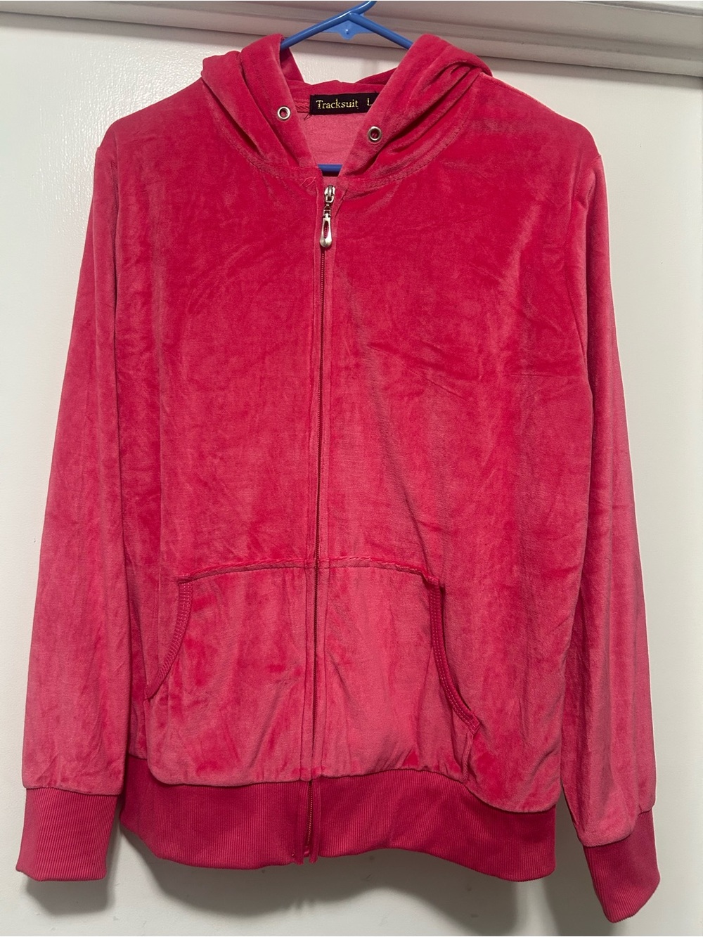Zenana Outfitters Hot Pink Velour Track Jacket